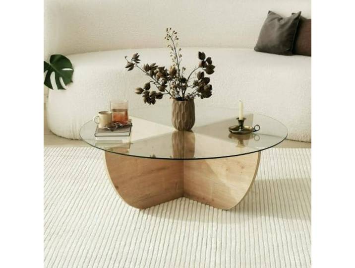 Dmora - Wohnzimmertisch Phoebe, Niedriger Wohnzimmertisch, Kaffeeregal, Couchtisch für Sofa, 90x90h30 cm, Eiche