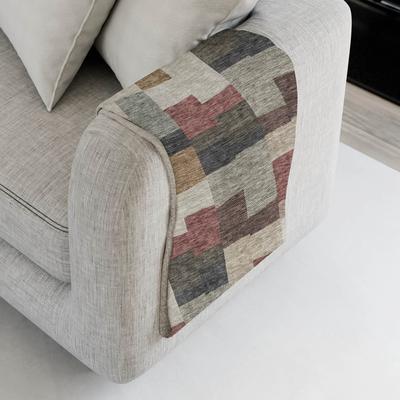 Addison Rugs Premium Machine Washable Modern Blocks Sherpa Throw Blanket