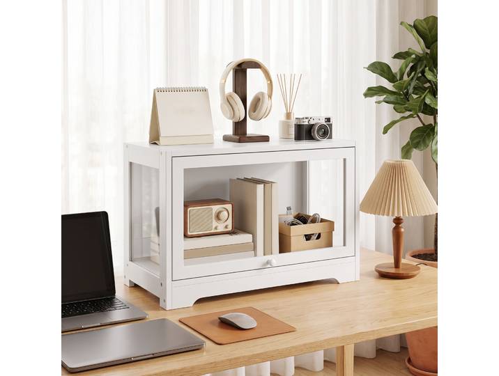 HOMCOM Vitrine Acrylique Porte Relevable 59x30x40cm Blanc