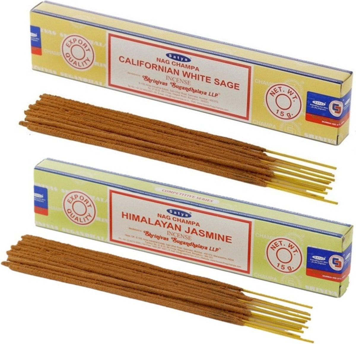 Satya Wierook Cadeauset met Witte Salie en Jasmijn Geur en 2x Geurstokjes voor Meditatie