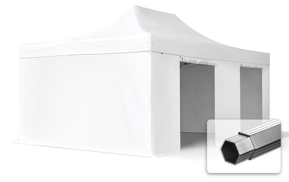 TOOLPORT 4x6m Aluminium Faltpavillon, inkl. 4 Seitenteile, weiß