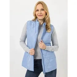 DENIM & CO. Steppweste Stehkragen 2-Wege-Reißverschluss Rautensteppung