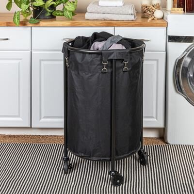 Household Essentials Metal Frame Laundry Hamper with Wheels