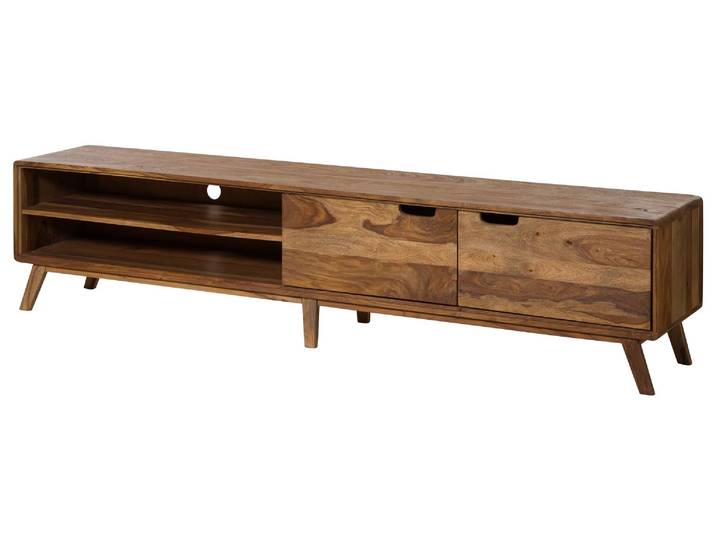 Meuble Tv Sheesham Natur Sablé 220x40x48 (bxtxh) Partiellement Assemblé Malmö 2 225