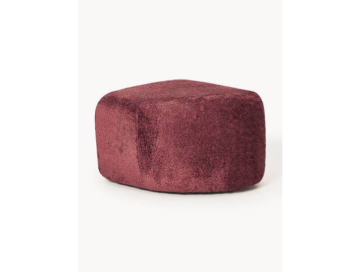 Pouf ovale en peluche-bouclette Wolke