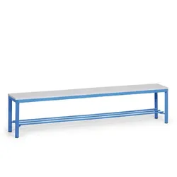 Umkleidebank mit Schuhrost, Sitzfläche, laminiert, Länge 2000 mm, blau