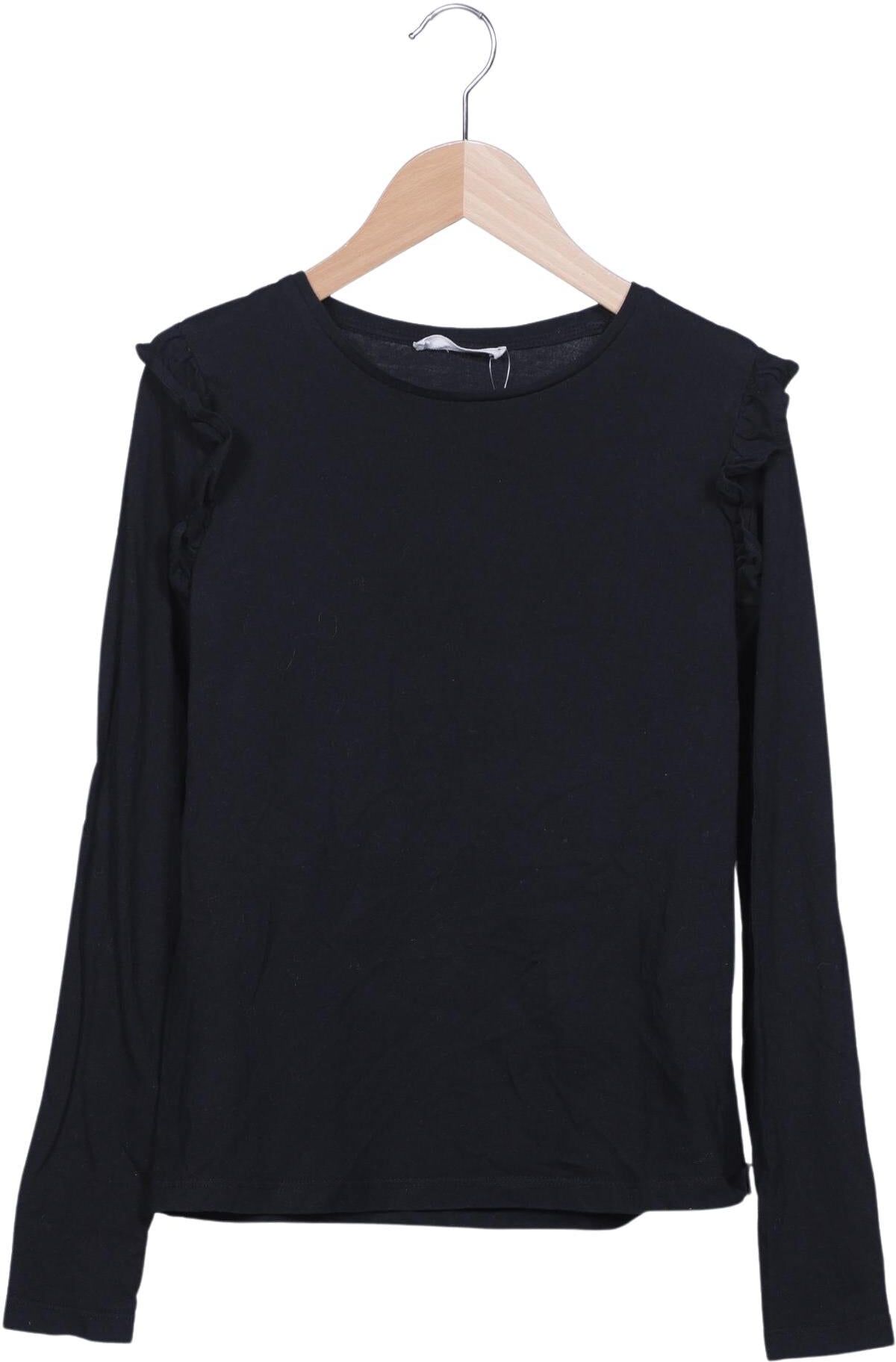 violeta by Mango Damen Langarmshirt, Schwarz, Gr. S, Baumwolle - Second Hand