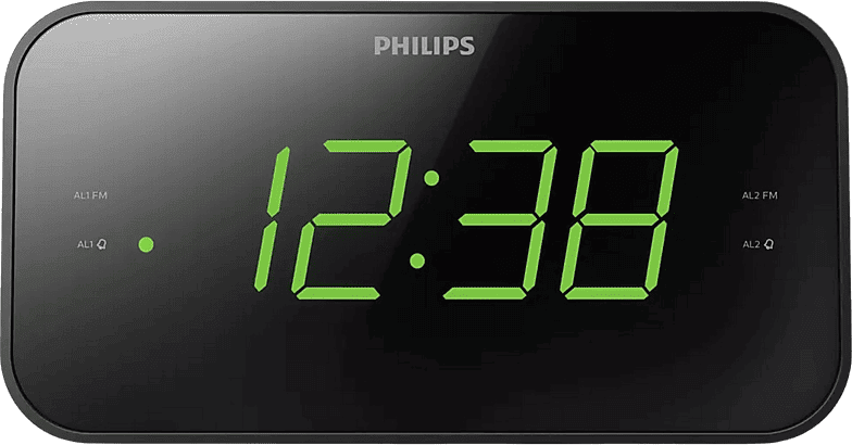 Radio despertador - Philips TAR3306/12, Sintonización digital FM, Alarma dual, Temporizador, Negro