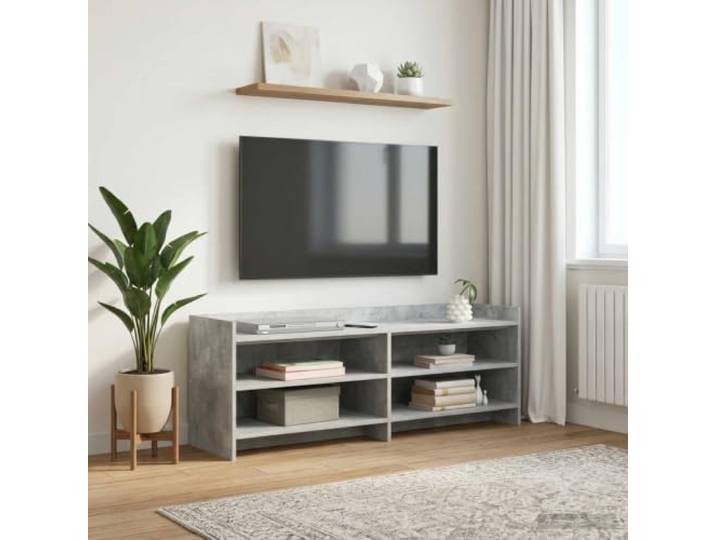 GKMBCVDFR TV-Schrank 135 x 33 x 47 cm Betongrau Holzwerkstoff Mehrere Fächer, pflegeleichte Oberfläche, Montage zu zweit, rechteckig, kompakt, stabil