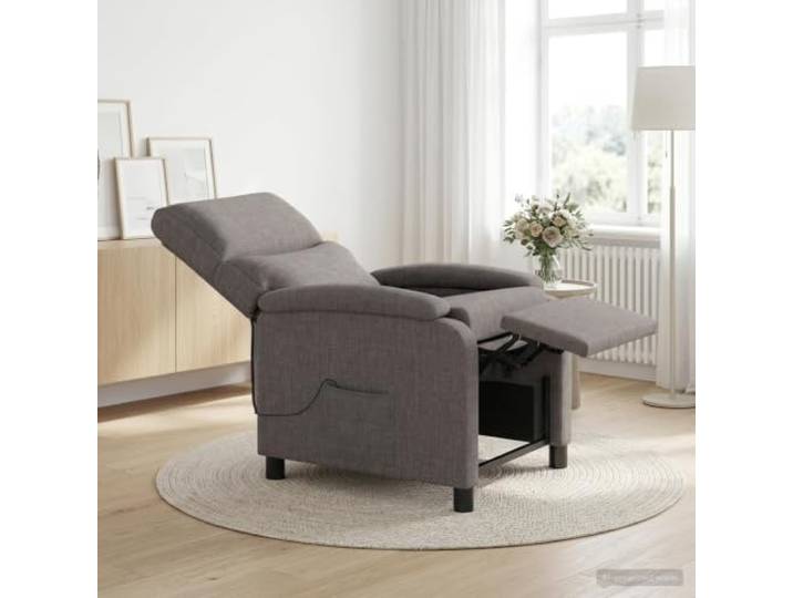Relaxsessel Taupe Stoff mit Verstellbarer Rückenlehne 115°-160° Taupe Stoff,Metall- und Holzwerkstoffrahmen,Schaumstoff und Faser,115°-160°,Wohnzimmer,Büro