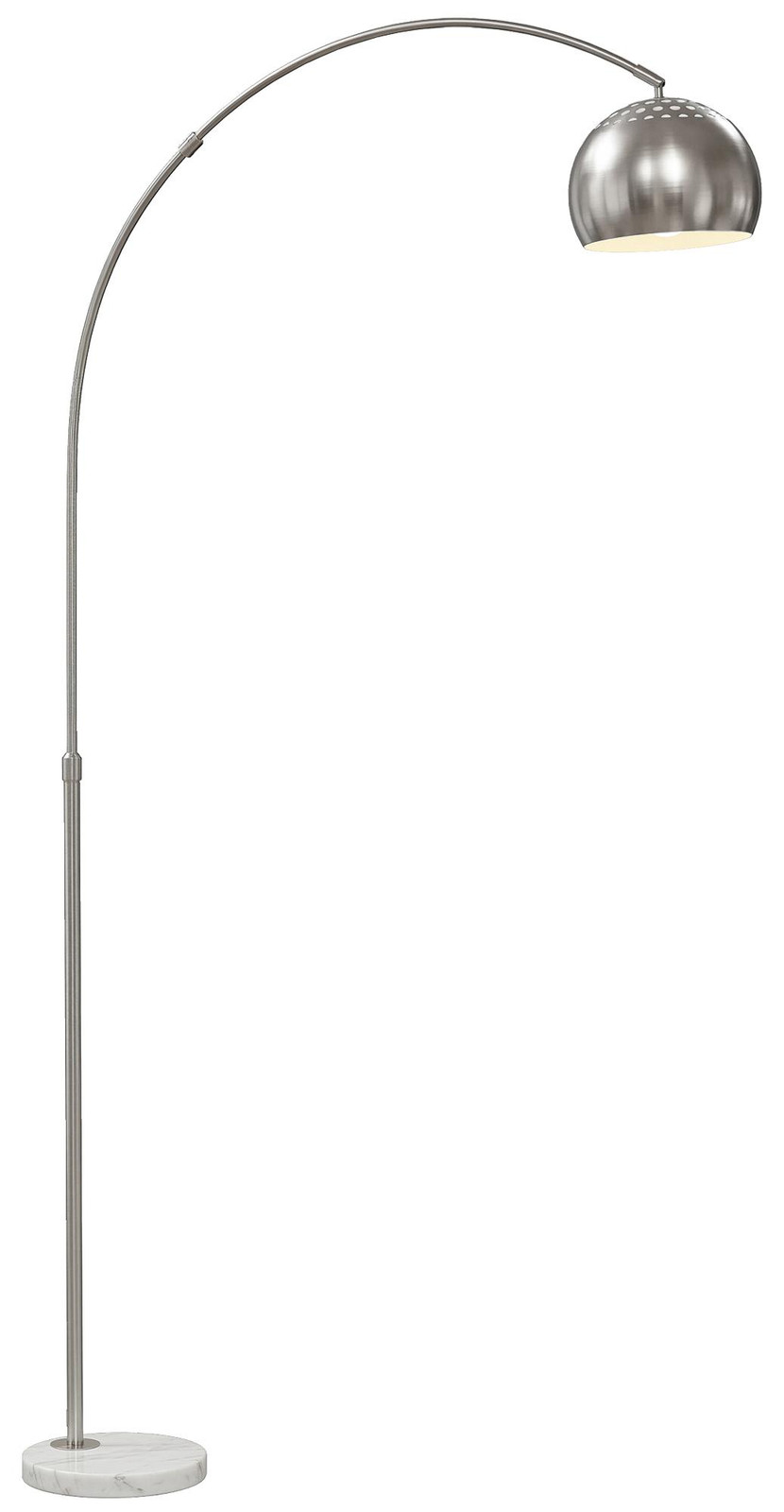 MH Handel Boogvloerlamp met Marmeren Voet, Zilver