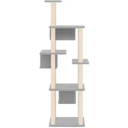 vidaXL Kratzbaum Sisal-Kratzsäule Katzenkratzbaum Katzenbaum Spielbaum Hellgrau (169 cm, Hellgrau), Katzenbaum