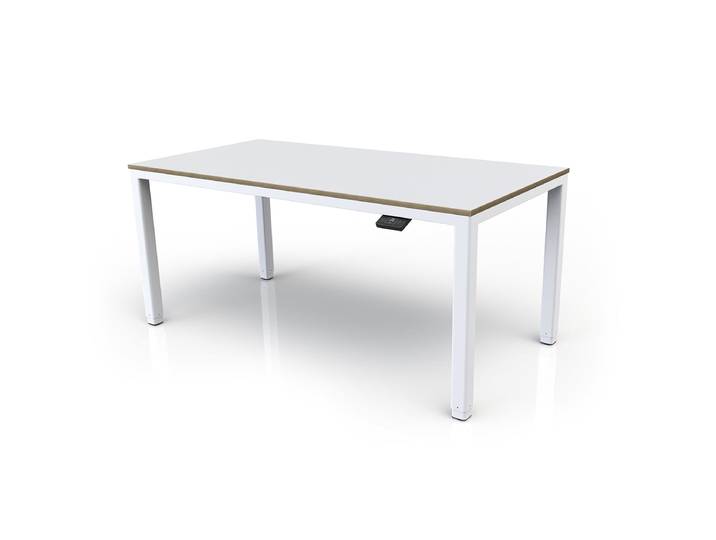 Elektrisch höhenverstellbarer Konferenztisch 200x100 cm, Multiplex Weiß/Weiß - Yaasa Desk Four mit 4 Beinen