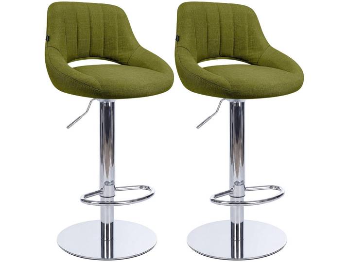 CLP Barhocker 2er Set Stoff Grün, Metall, 47x83x48 cm, Esszimmer, Barmöbel, Barhocker
