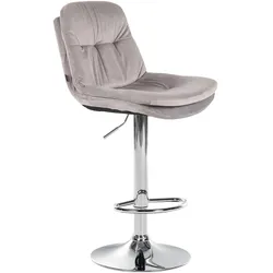 CLP Barhocker Laurel Samt chrom   Farbe: grau, Material Gestell: Metall in Chromoptik