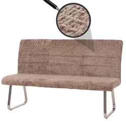 Sitzbank MCW-G55, Esszimmerbank Bank, Edelstahl gebürstet Stoff/Textil Chenille, 160cm ~ braun