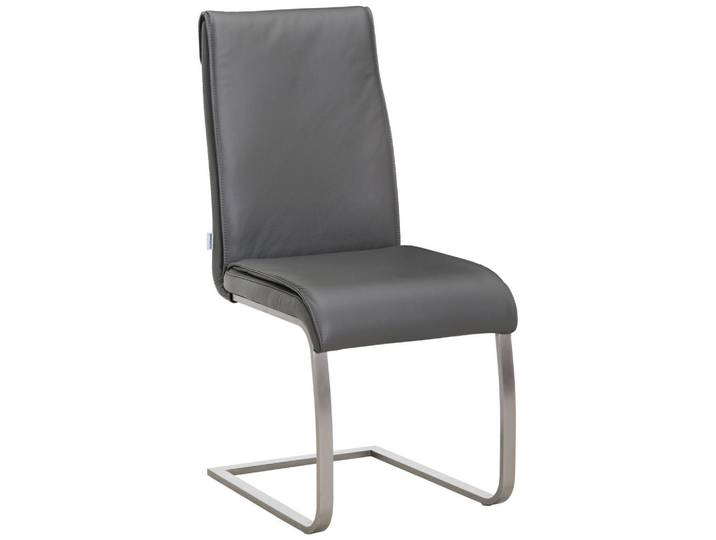 Livetastic Schwingstuhl Echtleder, Dunkelgrau, Metall, Echtleder, Büffelleder, Füllung: Polyetherschaumkern, eckig, 46x99x62 cm, Esszimmer, Stühle, Esszimmerstühle, Schwingstühle