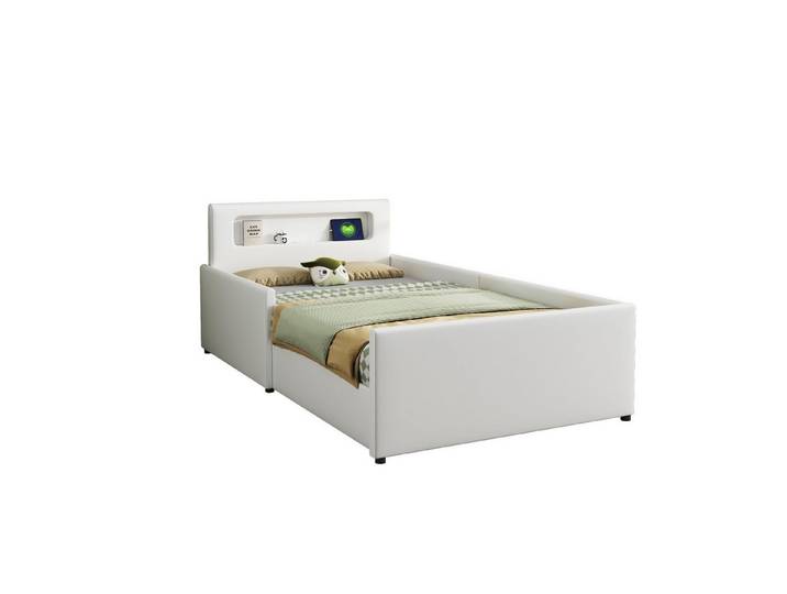 Odikalo Polsterbett Kinderbett Nachtlicht Einfaches Einzelbett Kunstlederstoff 90*200cm