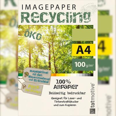 TATMOTIVE Imagepaper Recyclingpapier Öko 100g/qm DIN A4, FSC zertifiziert, geeignet für alle Drucker, 2000 Blatt Kopierpapier Druckerpapier nachhaltig