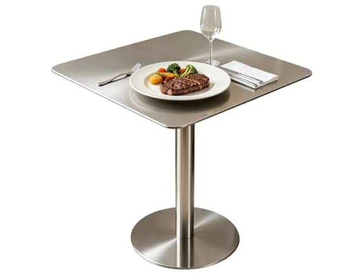 Gaommini Küchen-Frühstücks-Bartisch, Outdoor-Terrassen-Esstisch, Edelstahl Quadratischer Bistro-Cocktailtisch mit stabilem Sockel, Getränke-Couchtisch, einfache Montage(80x80x95cm)