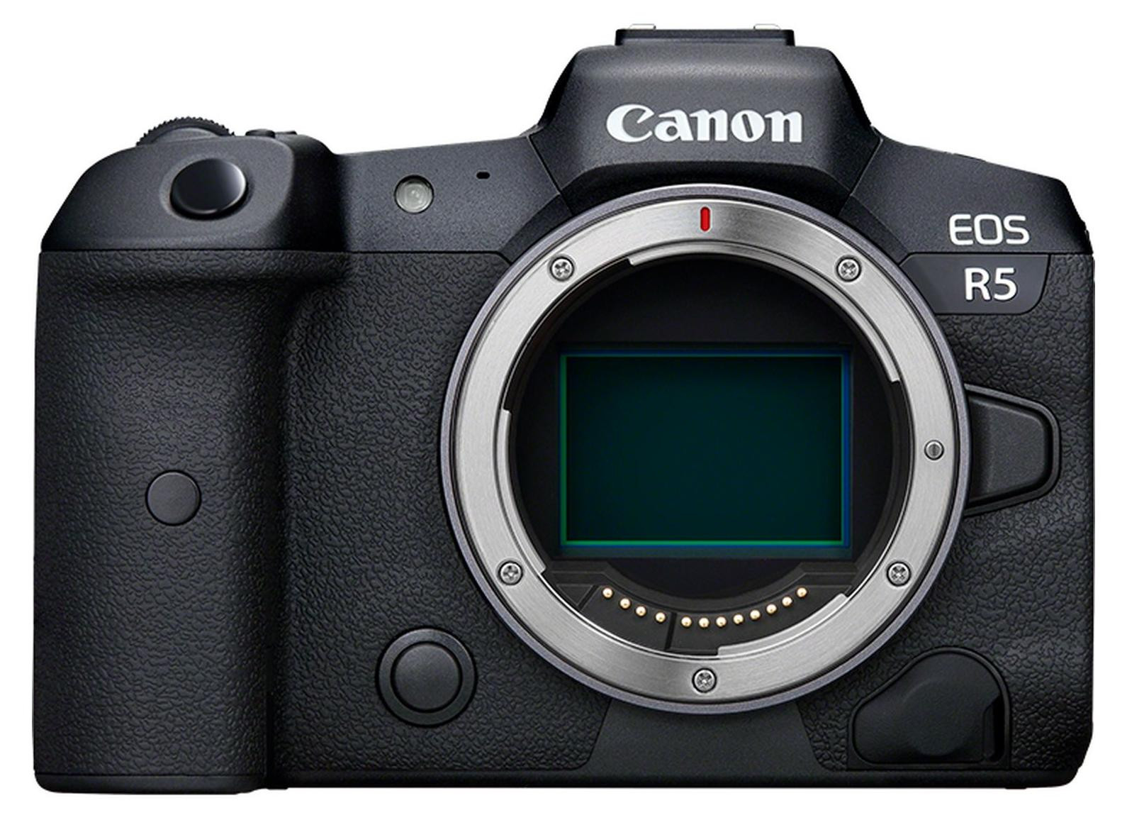 Canon EOS R5 camera met 45 megapixels en CMOS-sensor, zwart
