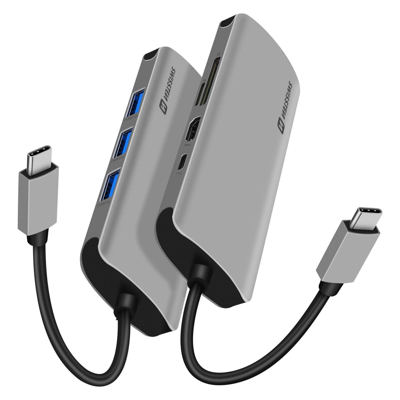Swissten 8-in-1 USB-C Hub Adapter mit 3x 3.0 USB / USB-C (USB-C, 8 Ports) (44040103)
