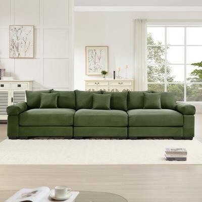 Unbranded "130"" Oversized Corduroy Three-Seater Sofa, Extra Thick Armrests, Ergonomic Design, Easy to assemble"
