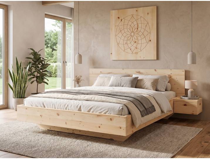 Zirbenholzbett „Patrizia“ 180 x 210 cm Massivholz Zirbe