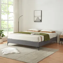 Doppelbett Lilla Textil 140x200 cm Dunkelgrau [en.casa]
