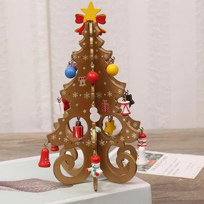 Inspired Living Wooden Christmas Tree Ornament Nordic Desktop Holiday Decor & Mini Table Centerpiece brown