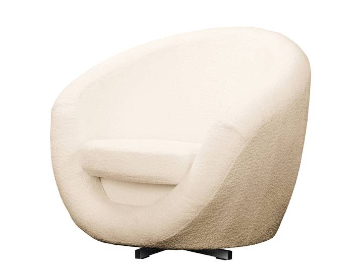 Fauteuil pivant Beige Bouclè Abby 88 x 80 x 88cm