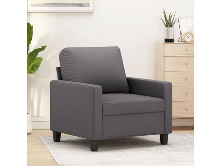 HEFZGDB Grauer Sessel 60 cm Kunstleder Modernes Design mit Metallgestell für Stabilität und Langlebigkeit Bequem mit gepolsterter Sitzfläche Schmutzabweisend Luxuriöser Look