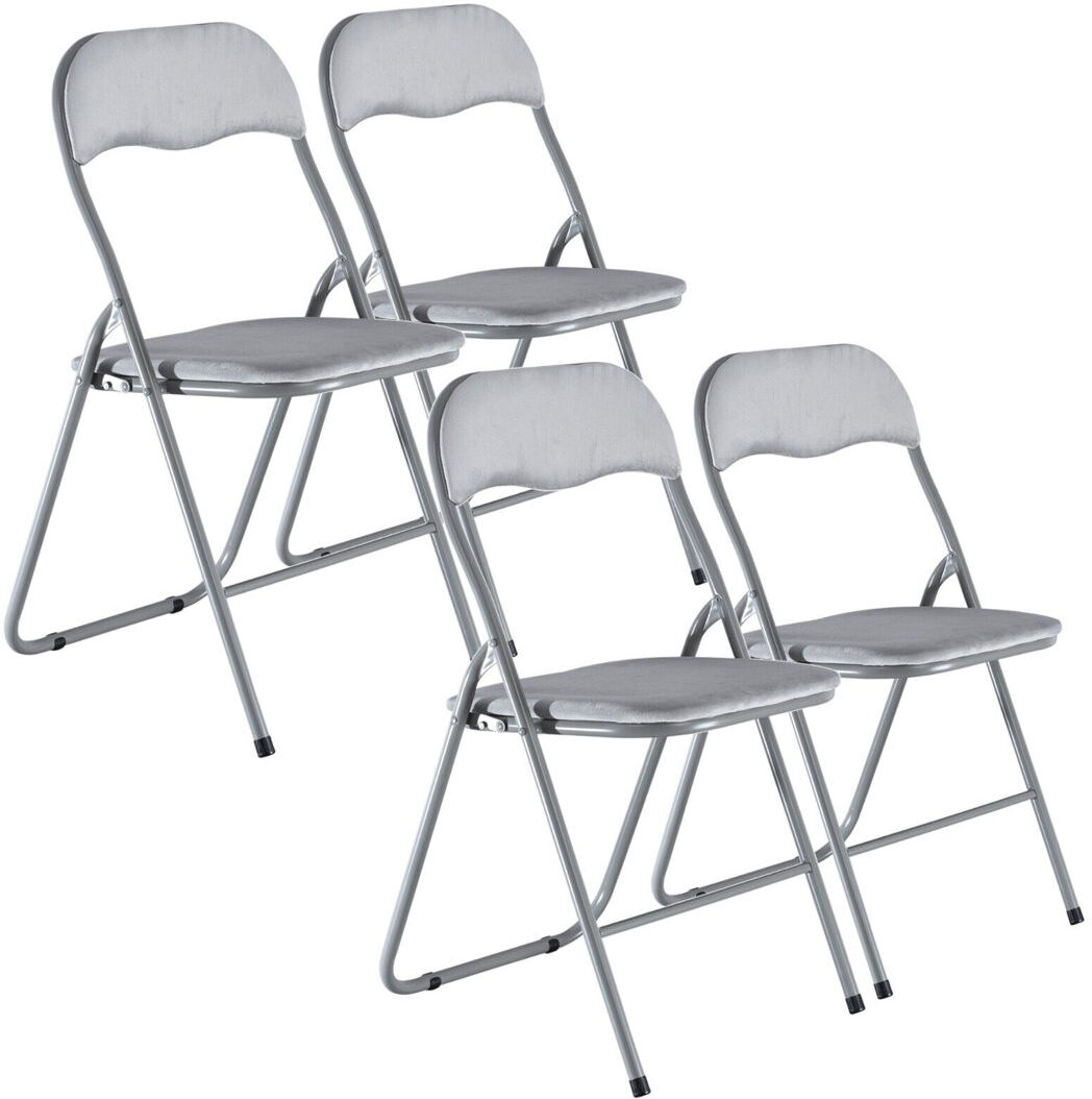 Inbox Zero Andaluss Velvet Padded Stackable Folding Chair Folding Chair Set Light Grey 79cm H X 45cm D X 45cm W