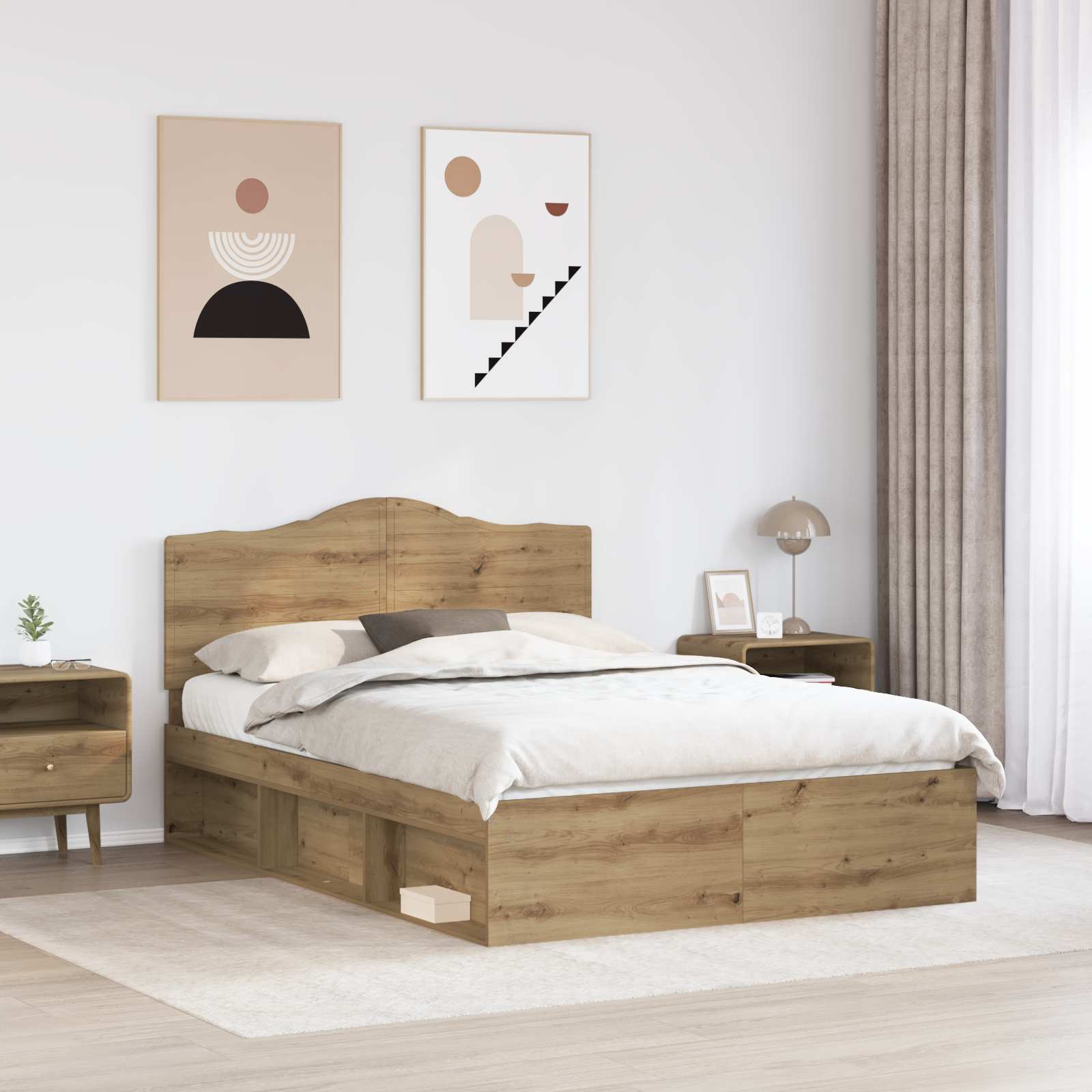 vidaXL Cadre de lit Chêne artisan 140 x 190 cm Pin massif