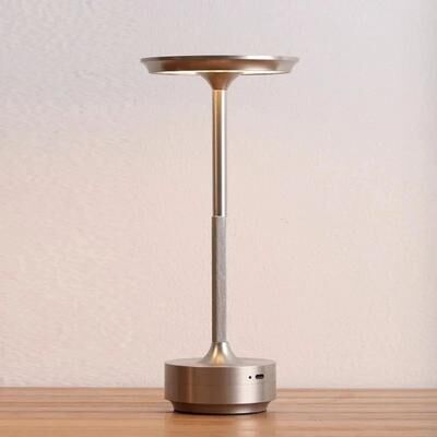 Inspired Living LumiTouch Rechargeable Table Lamp Dimmable LED Touch Control Cordless Bedside Light silver