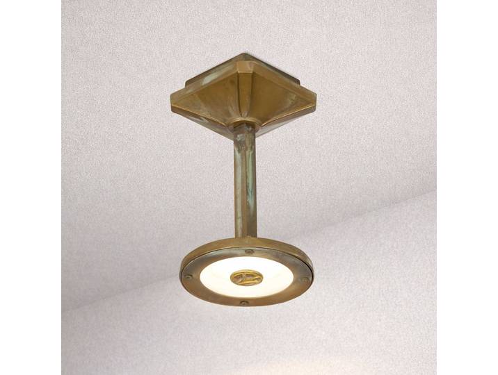 Moretti Luce LED-Außendeckenleuchte Aura Disk, Höhe 20 cm, messing antik Disk, bronze / altmessing, Messing, Landhaus / Rustikal, Deckenlampe
