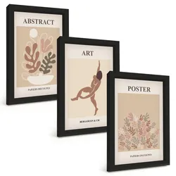 BILDER SET 3er Set - 20x30 cm Schwarzer Rahmen - Matisses stilvolle Kompositionen