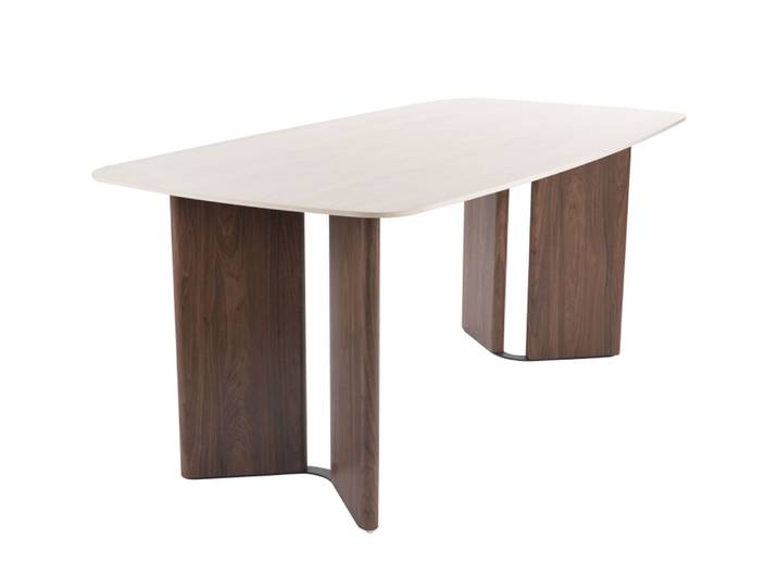 Table de repas Roméo Travertin/noyer - Basika