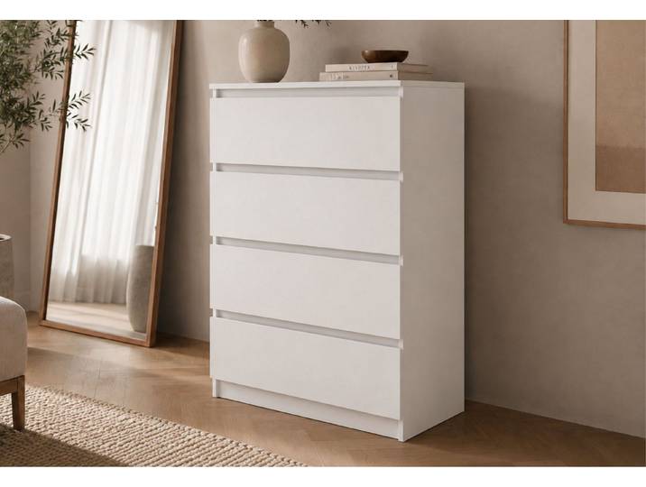 Home Collective Kommode Sideboard mit Schubladen Schubladenschrank Kommodenschrank, modern & vielseitig, mit 4 grifflosen Schubladen Weiß