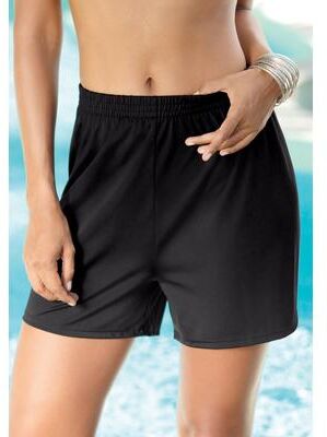 Plus Size Women's Boxer Swim Short with Built-In Tummy Control Brief by Swim 365 in Black (Size 20) Swimsuit Bottoms