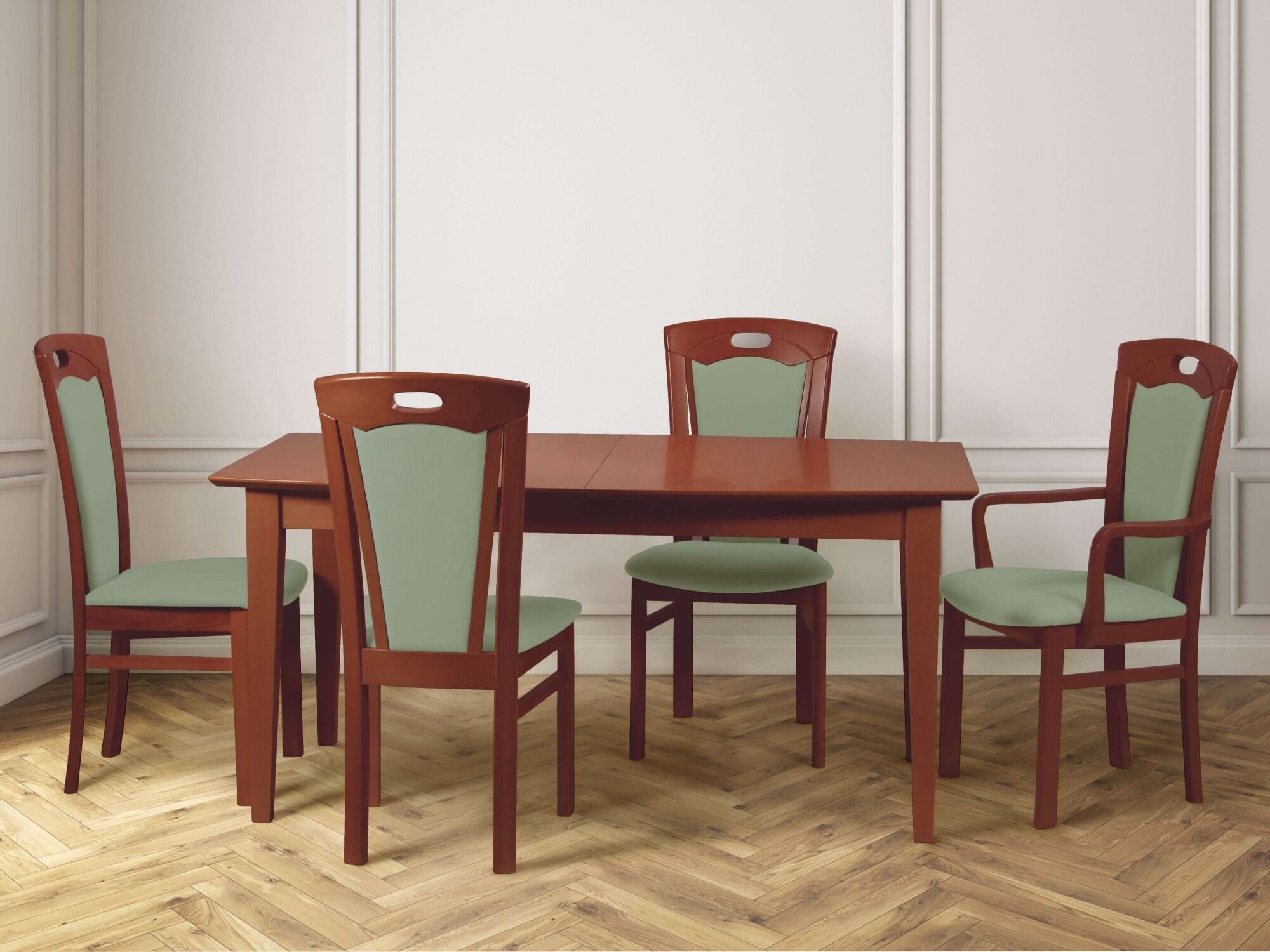 Esszimmerstuhl HOME AFFAIRE "FERDI Made in Italy, Massivholz", grün (kirsch, water, kirschbaum, water grün), B:48cm H:100cm T:57cm, Massivholz, Stühle, Esszimmerstuhl, Bezug Feinstruktur (wasser- und fleckabweisend) oder Struktur