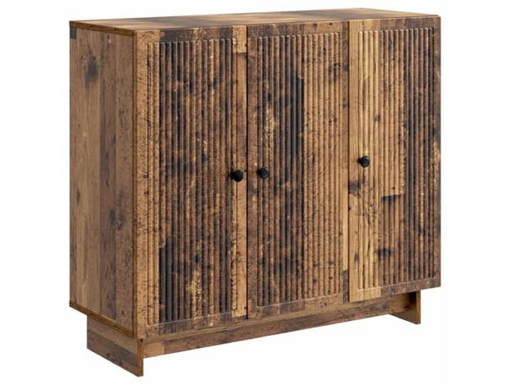 TEKGHUT Sideboard Altholz 89 x 34,5 x 80 cm Holzwerkstoff Vintage-Style, Metallknöpfe, 90°-Schwingtüren, verstellbare Regale, Holzwerkstoff, Wohn- und Esszimmer
