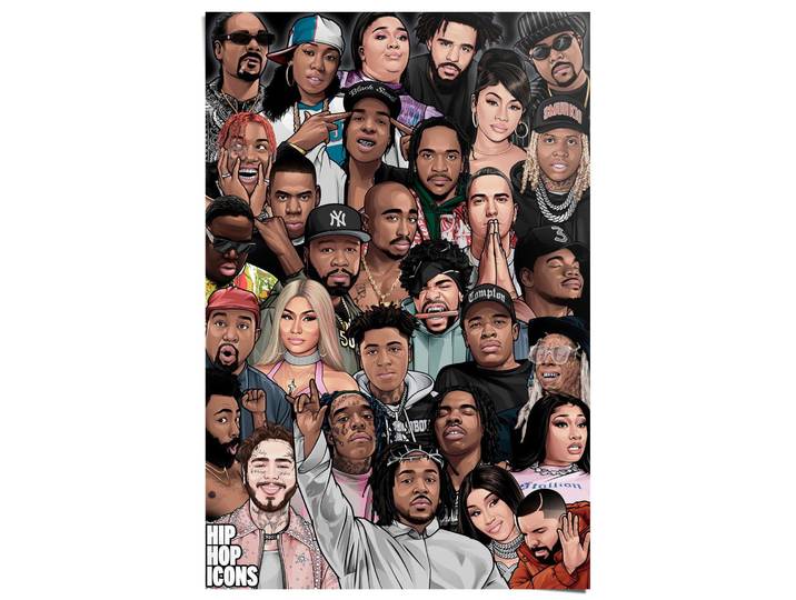 Poster REINDERS Hip Hop Icons , bunt (farbe bild(er): mehrfarbig), B:61cm H:91,5cm T:0,1cm, Bilder, Poster, Teenager Zimmer - Mehrfarbig - 150 gr. Papier - Musik - 61x91,5 cm