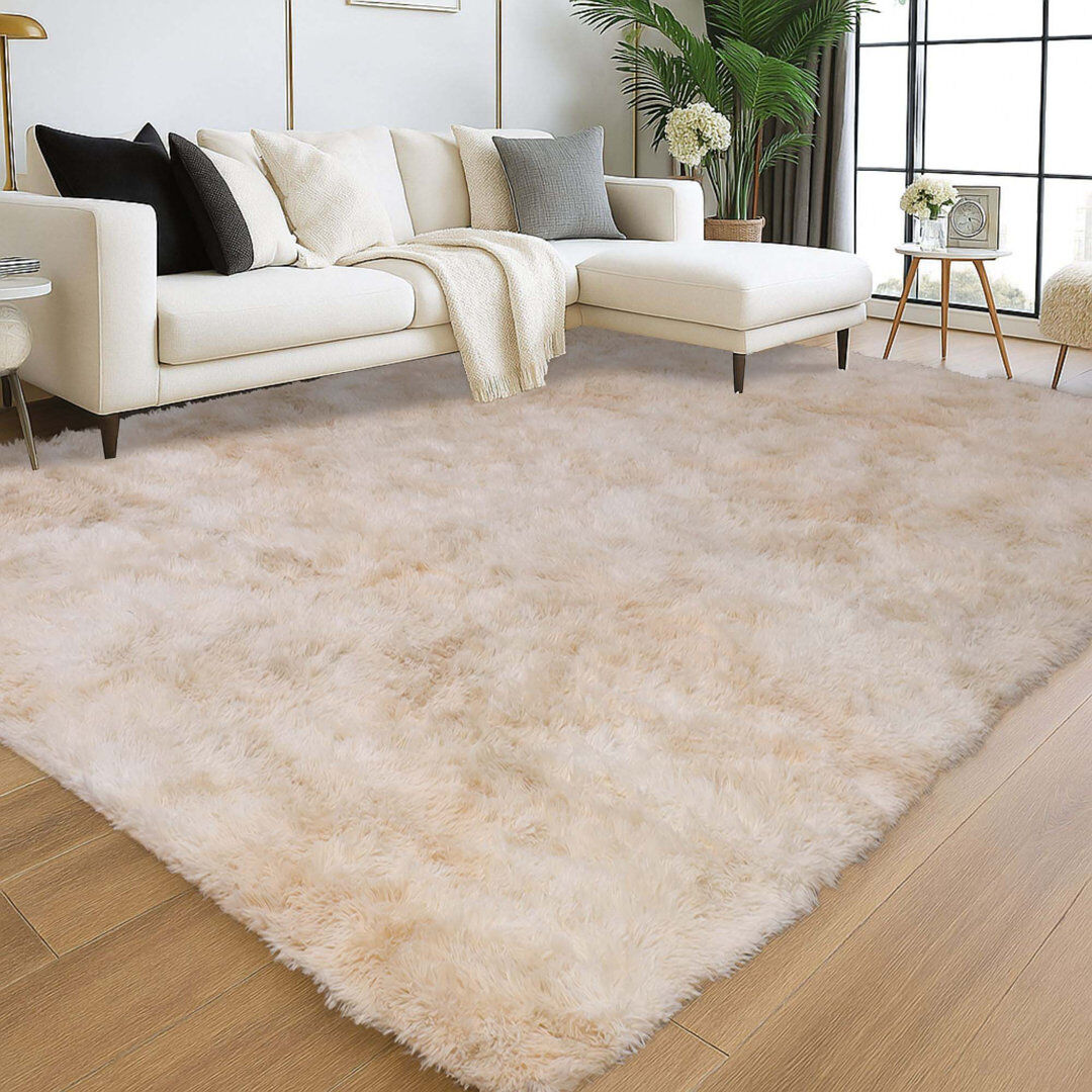 Marlow Home Co. Adela Standard Shag Area Rug Tye Dye Cream Rectangle 200 x 290 cm