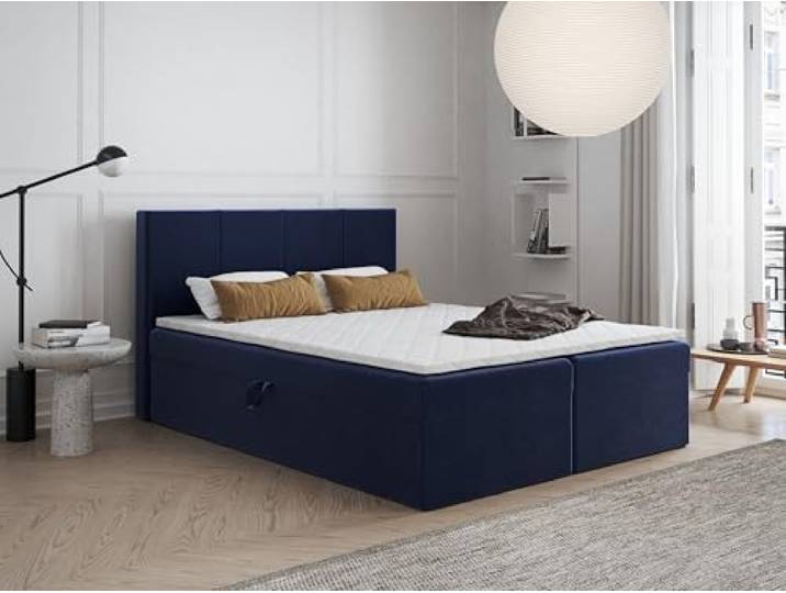 Godre Boxspringbett FARO mit 2 Bettkästen – Kontinentalbett mit Kopfteil – Stoffbezug – Verschiedene Größen & Farben (180x190)