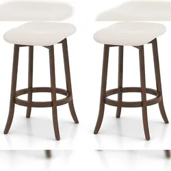 COSTWAY Barhocker-Set aus 2, 360° drehbare Barhocker ohne Rückenlehne, Sitzhöhe 74 cm, Holzhocker