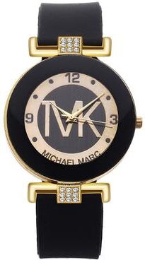 Modern Mode Marketplace Womens Rhinestone Quartz Watch With Silicone Strap black