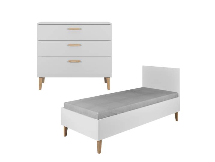 Lit enfant 80x180 et commode Kocot Kids Kubi - Blanc
