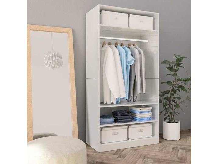 SALE 2026  Garde-robe Blanc - Garde-robe Blanc brillant 100x50x200cm - bois d'ingénierie PRO680335396