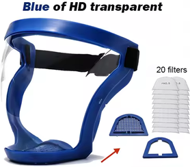 DynamicDeals Full Face Protective Mask For Dust, Oil, And Splash Resistant Safety blue With 20filters